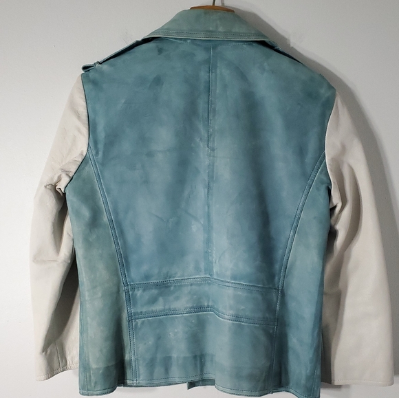 Blue Pearl Leather Motorcycle Jacket - Picture 5 of 6